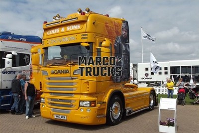 LKW Foto Scania R 580 Zugmaschine UK gelb COLES & SONS CENTURION #i8rs