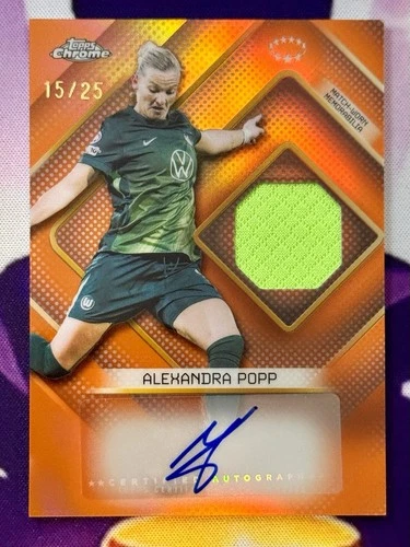 2025-26 Topps Chrome Women's Uefa ALEXANDRA POPP Orange Relic /25 Refractor Auto