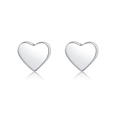 Solid 925 Sterling Silver Small Heart Stud Earrings for Women Teen Girls Love He