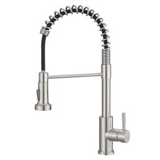 Brushed Nickel Kitchen Faucet Pull Down Sprayer Single Handle Spring Sink