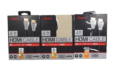 Lot of 3 Rocketfish 4ft HDMI Cable 4K Ultra HD/HDR Compatible - Free Shipping