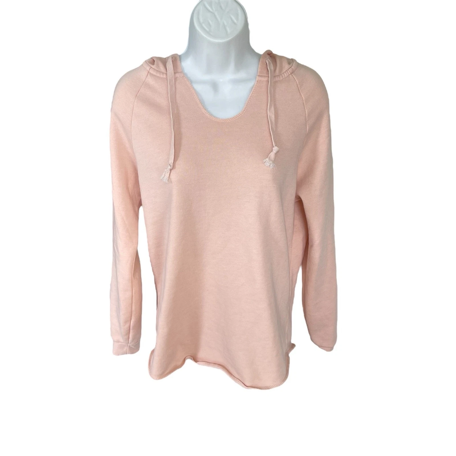 NWOT XS Independent Trading Company Light Pink Hooded V-Neck Pullover Sweatshirt