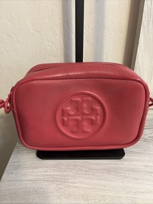 Tory Burch Perry Bombe Leather Matte Mini Bag In Bright Carnation