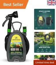 Versatile 32ft Green Garden Hose with Easy-Wind Hose Reel and Spray Gun