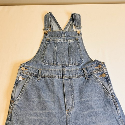 Zara Disney Mickey Mouse Denim Overall Bib Pants size 13-14 Girls Raw Hem - Picture 12 of 14
