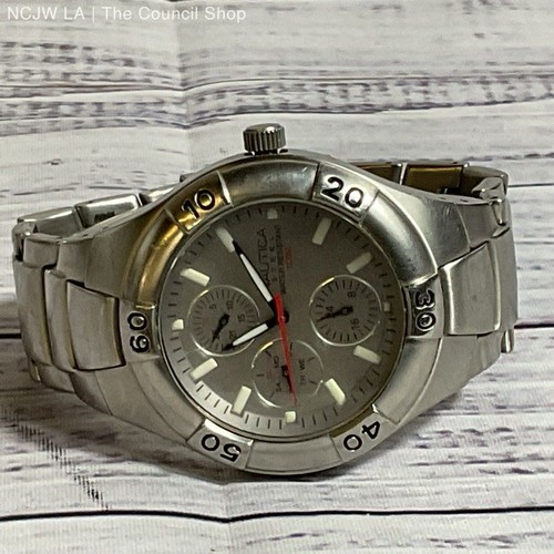 NAUTICA 10064G Stainless Steel Chronograph 100m Men's Watch- 6.25"