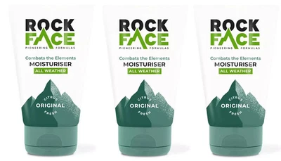 3×Rockface Face Moisturiser for Men All Weather Protection 100ml (Triple Pack)