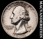 1939-D Silver Washington Quarter - Scarce  Better Date  No Reserve  #i6403