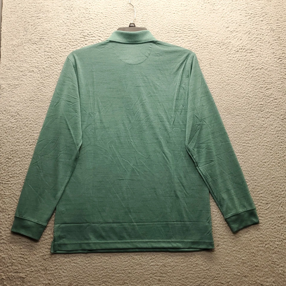 Greg Norman Play Dry Polo Shirt Men Medium Green Golf Performance Side Slit Logo - Image 2 of 4