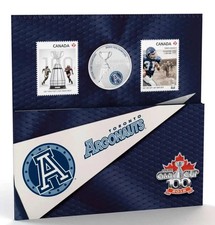 2012 Canada Grey Cup 100th - CFL Toronto Argonauts Large 25¢ Coin & Stamp Set