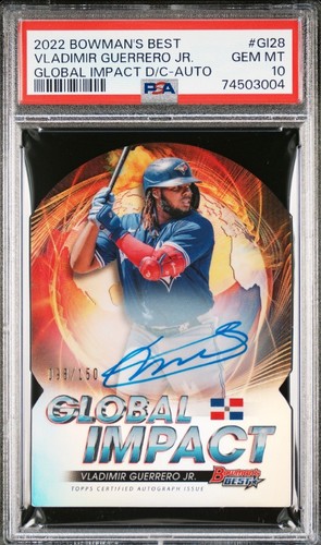 Vladimir Guerrero PSA 10 Auto 2022 Bowmans Best Global Impact Die Cut #'d /150