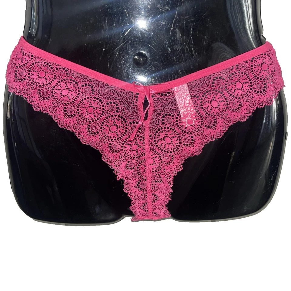 Jezebel  Tanga Bikini Panty Sissy  Sexy Lace Underwear  Womens Medium Hot Pink - Image 3 of 3