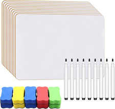 10PCS A4 Whiteboard, Mini Whiteboard Double-Sided White Board with 10 Dry Eraser