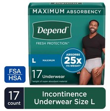 Depend Fresh Protection Underwear LG 17 Count MAXX Absorbancy