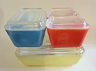 Vintage Pyrex Refrigerator Set Primary Colors  8-Piece Set w/Lids - Nice - Lot A