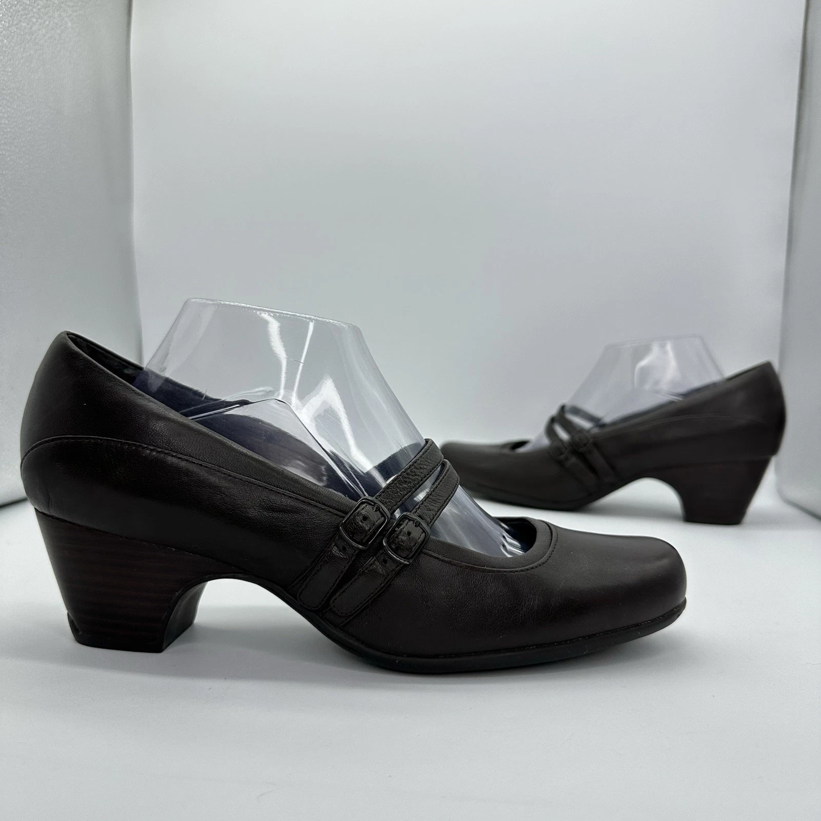 Clarks Zucchero Polvere Pelle Mary Jane Fibbia Cinturino Donna 11 M Marrone