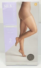 Silk Impressions Pantyhose 2 Pack Large Coffee Bean 20 Denier Sheer Shimmer