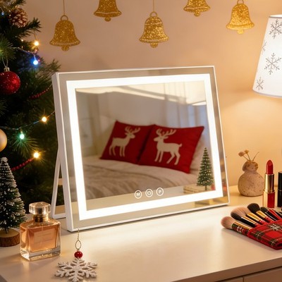 Hollywood 3 Color LED Vanity Mirror 19.7x15.8in,Suction Magnifier,Xmas Gift