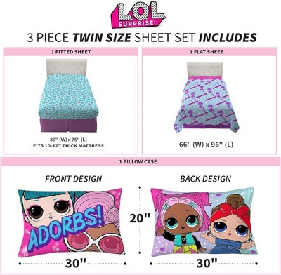 Franco Kids Bedding LOL Surprise Twin Size Sheet Set Cinema