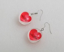 Valentine's Day Silver Tone Acrylic Be My Valentine Heart Hook Earrings