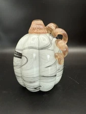 Glitzhome Gray Marbled Glass Pumpkins – 4" & 6" Elegant Fall Decor