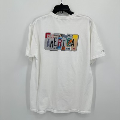Vintage Crazy Shirts License Plate T-Shirt Mens L White America Nostalgia Gift