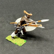 Trophy Miniatures of Wales Zulu War Zulu Warrior Charging with Spear and Shield