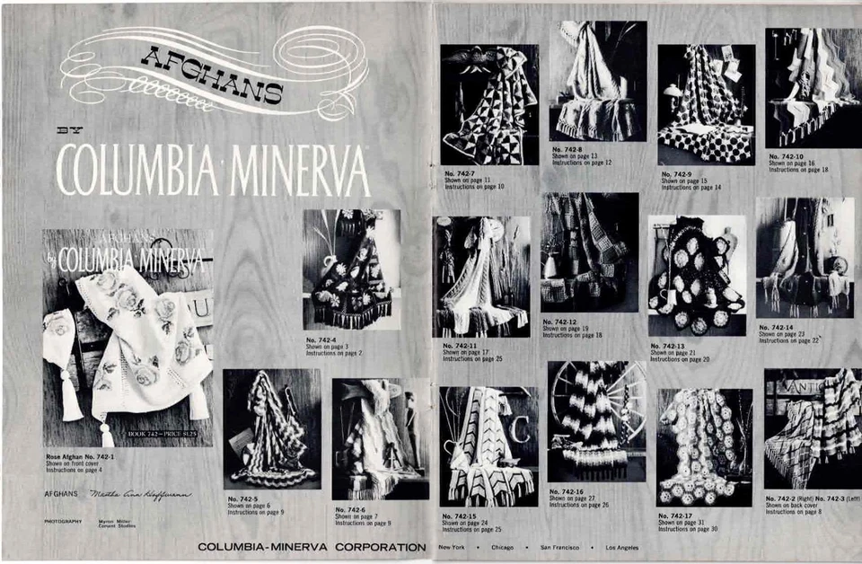Afghans Columbia Minerva Afghan Pattern Book Crochet Knit 1975 Vintage - Image 2 of 4