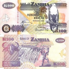 Zambia 100 kwacha 2008 P-38g UNC