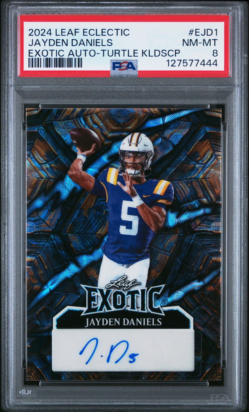 Jayden Daniels Leaf Eclectic Exotic Autograph #EJD1 Turtle Kaleidoscope