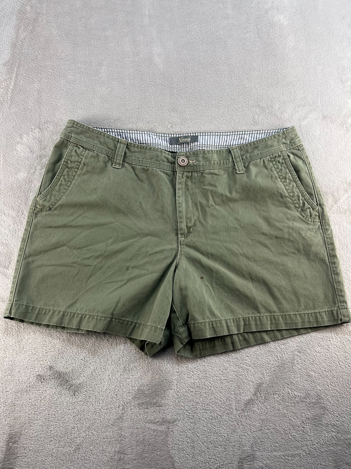 Natural Reflections Chino Shorts Womens 16 Green 100% Cotton Summer