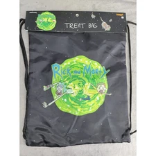 Rick and Morty Treat Bag Black Drawstring Adult Swim Cartoon Backpack