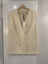 Florere Double Breasted Longline Waistcoat Cream UK 12 RRP £148 | New with Tags