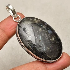 Mystic Merlinite Gemstone 925 Sterling Silver Handmade Jewelry Pendant 2.36"