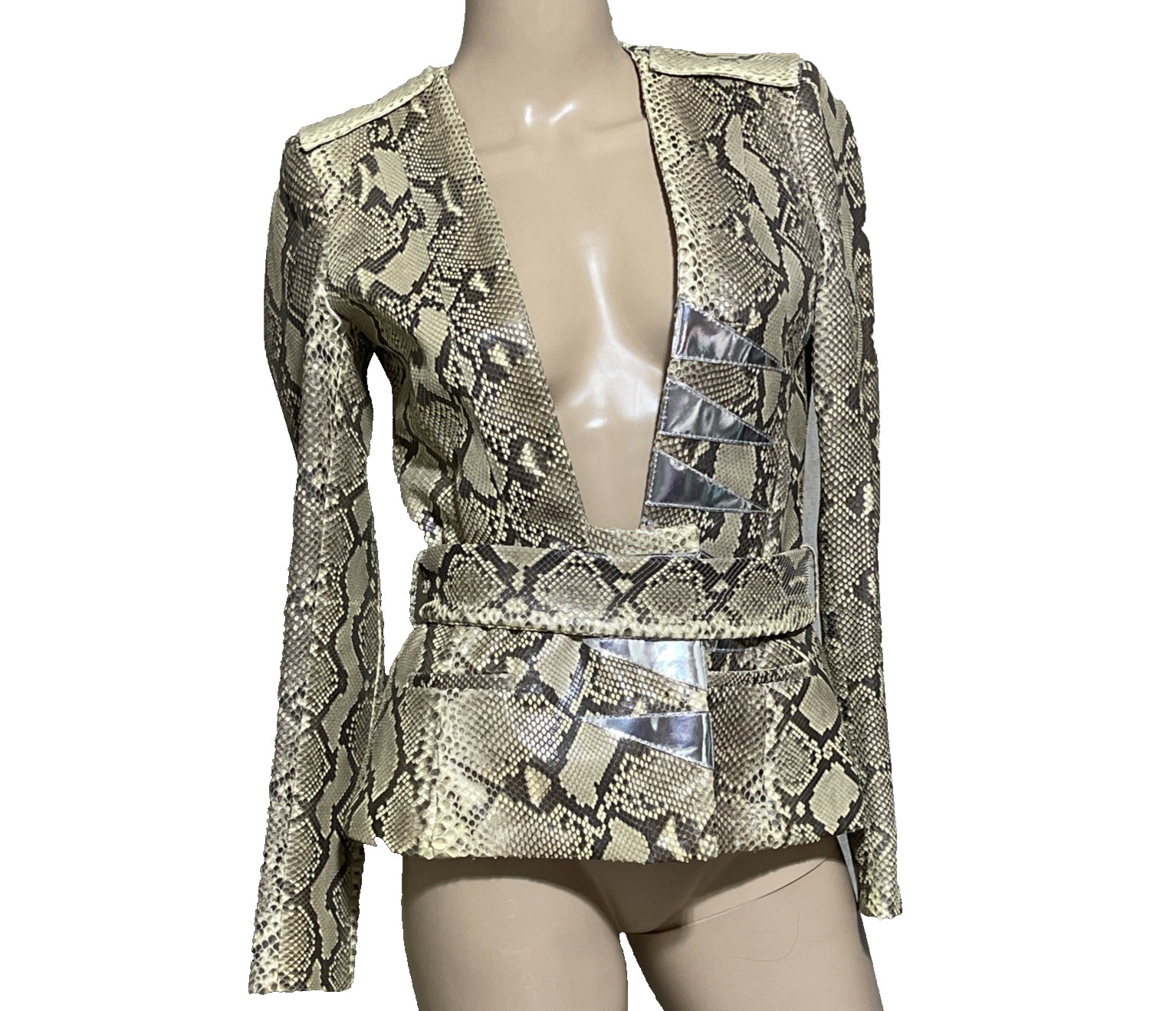 Altuzarra SnakeSkin Leather Python Jacket Silver … - image 1