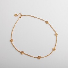 Tory Burch Delicate Miller Logo Necklace In Tory Gold With Dust Bag