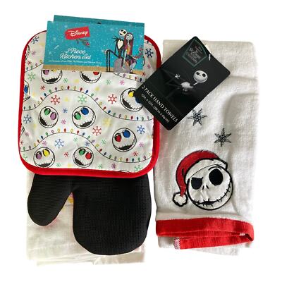 Disney Nightmare Before Christmas Jack Skellington Kitchen Hand Towels Set 3pc