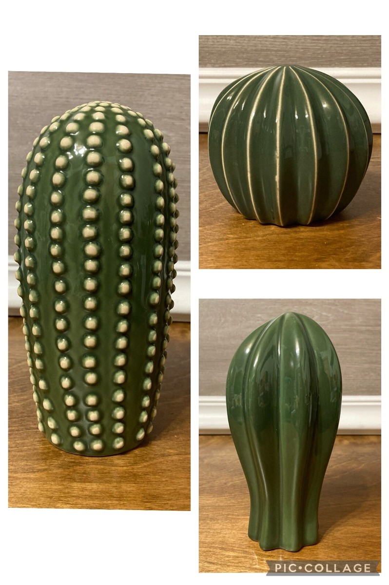 IKEA Sjalsligt Cactus Set of 3 Själsligt Ceramic Decor'green Faux
