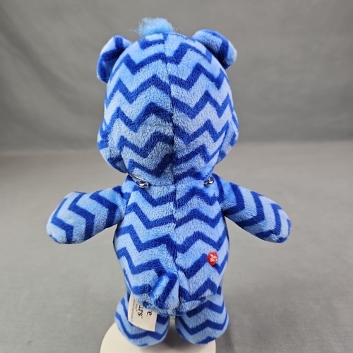 Peluche Care Bear scontroso 10" nuvola di pioggia blu chevron a righe peluche 2015 - Foto 6 di 8