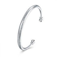 925 Sterling Silver Charm Round Bangle Women's Fashion Heart Bracelet DLB159