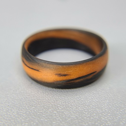 Men's or Women's Carbon Fiber Orange Marbled Glow Ring -Made in USA- sizes 4-16 - Picture 5 of 9