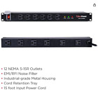 CyberPower Cps1215Rms Rackmount Surge Protector, 120V/15A, 12 Outlets, 15' Cable