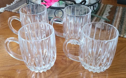 4 Beautiful Mikasa Park Lane Coffee Mug Glasses Full Lead Crystal Excellent!