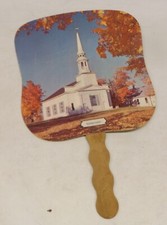 Vtg Gleaming Chapel Handheld Fan Made in USA Welsheimer PV Goukee Co.