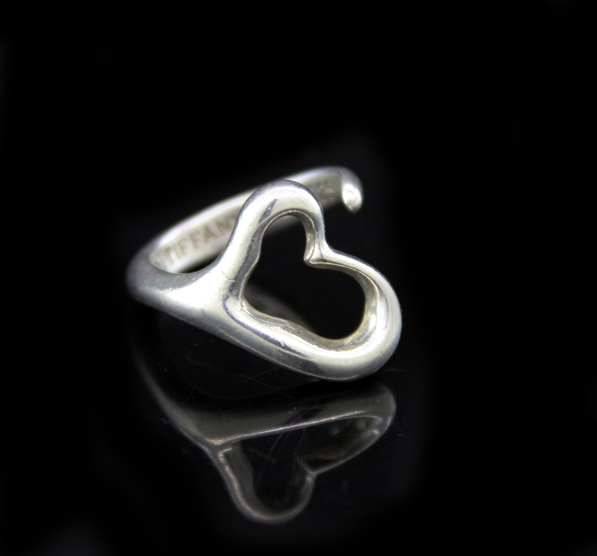 Vintage Tiffany Co Elsa Peretti 925 Sterling Silver Open Heart Ring Size 