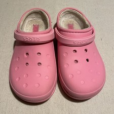 Crocs Youth J 3 Lined Waterproof Pink Slip On Slippers Sandals Mules
