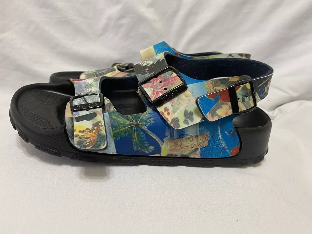 Birki&#039;s by Birkenstock Colorful Hawaii Tiki Print Beach Surfer Sandal EU 38 US | eBay