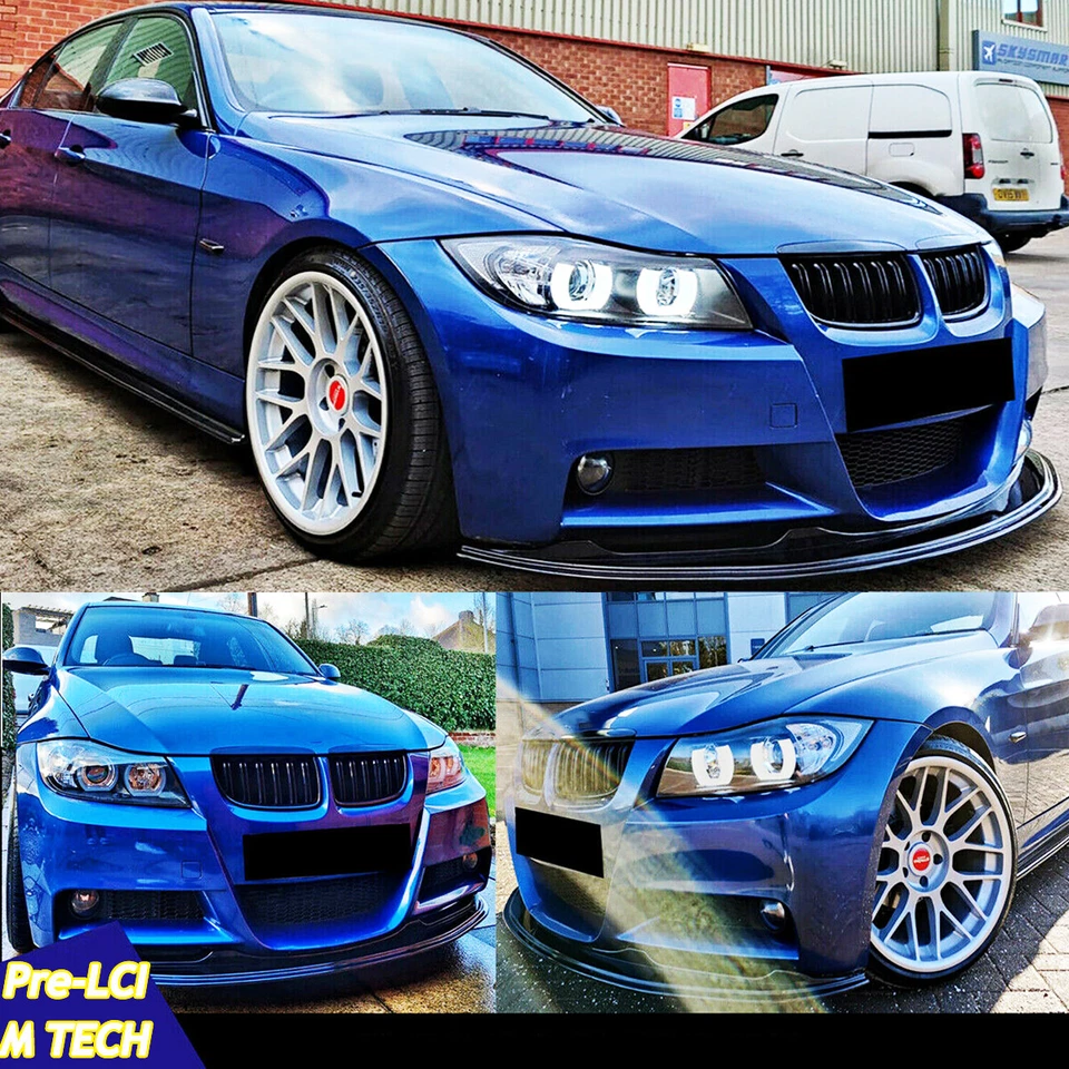 Fit 2005-08 BMW E90 325i 335i M Tech Carbon Fiber Look Front Bumper Splitter Lip - Изображение 2 из 4