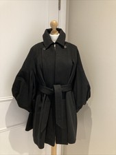Matthew Williamson Black Wool Swing Balloon Sleeve Belted Jacket Size 12uk