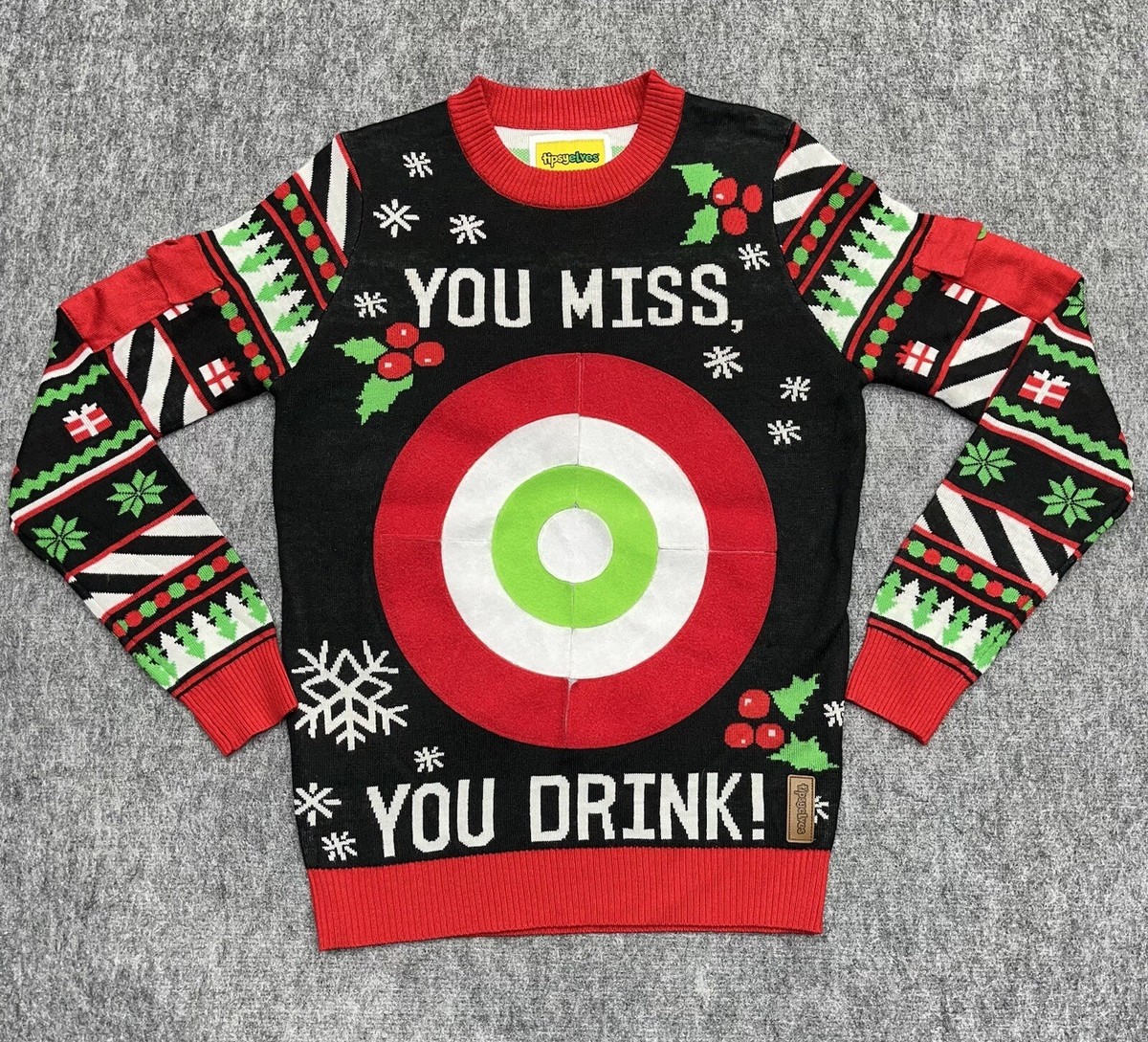Tipsy Elves Ugly Christmas Sweater Mens Small You Miss You Drink Target